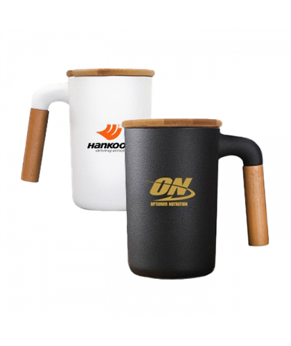 DESIGNER Ceramic Mug with Wooden Handle - 450ml