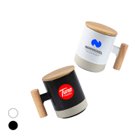 Duo Tone 2 Ceramic Wooden Handle Mug - 380ml