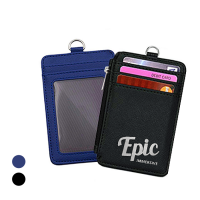 PU ID Holder with Open Zippered Wallet