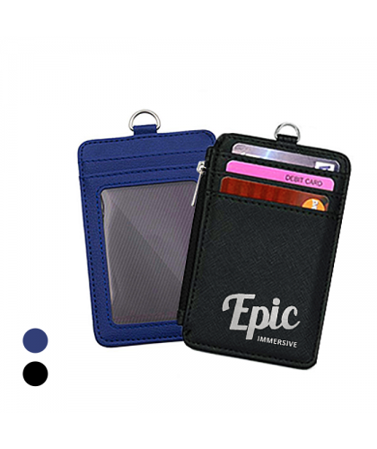 PU ID Holder with Open Zippered Wallet
