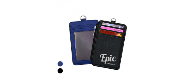 PU ID Holder with Open Zippered Wallet