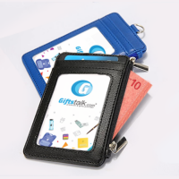 PU ID Holder with Open Zippered Wallet