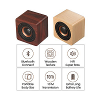 Mini Wooden PURE Sound Bluetooth Speaker with Built-in Battery