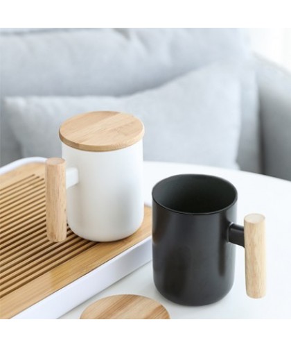 MOKKA Ceramic Wooden Handle Mug - 380ml