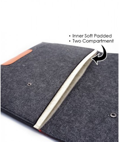 13'' Felt PU Two Compartment iPad Sleeve