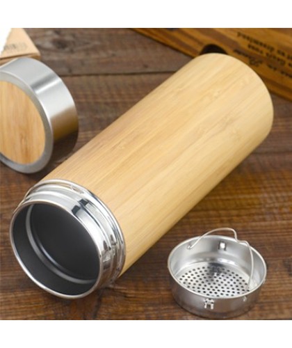 Mini Bamboo Premium Stainless Steel Thermos - 350ml