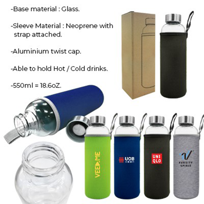 NEO Glass Bottle With Neoprene Pouch - 500ml