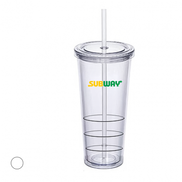 Acrylic Double Layer Tumbler With Straw - 650ml