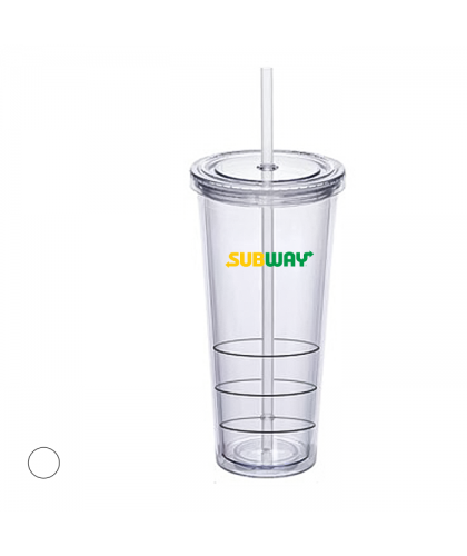 Acrylic Double Layer Tumbler With Straw - 650ml