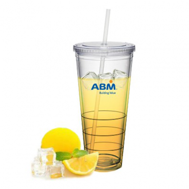 Acrylic Double Layer Tumbler With Straw - 650ml