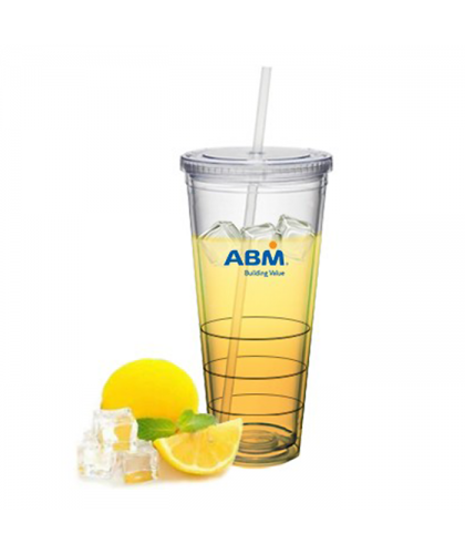 Acrylic Double Layer Tumbler With Straw - 650ml