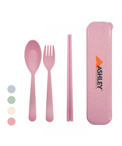 3-in-1 Colour Eco-Wheat Cutlery Set