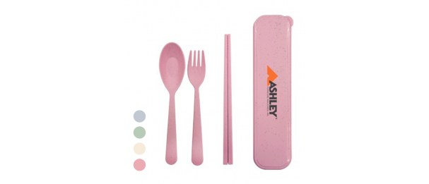 3-in-1 Colour Eco-Wheat Cutlery Set