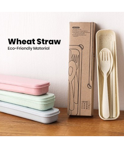 3-in-1 Colour Eco-Wheat Cutlery Set