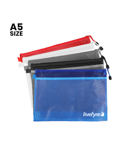 Frosted PVC Pouch with Net Divider – A5 Size