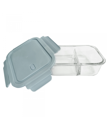 Borosilicate Glass Container with Lid 1040ml (2 Compartment)
