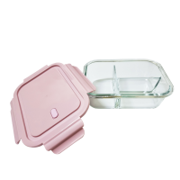 Borosilicate Glass Container with Lid 1040ml (3 Compartment)