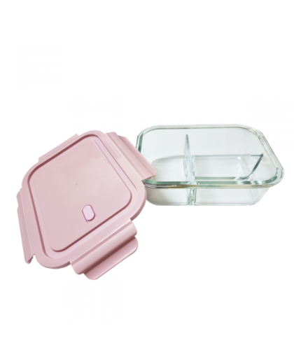 Borosilicate Glass Container with Lid 1040ml (3 Compartment)