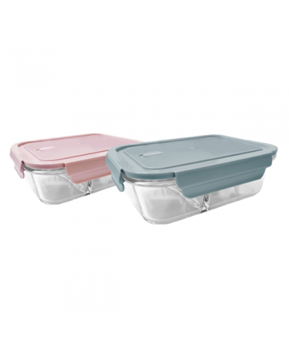 Borosilicate Glass Container with Lid 1040ml (3 Compartment)