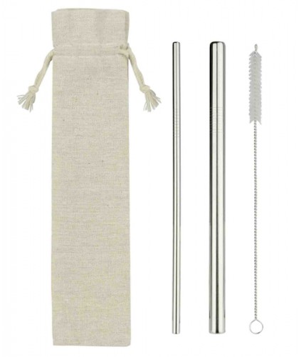  RAW - Straw Set with Jute-Cotton Pouch         