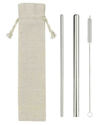  RAW - Straw Set with Jute-Cotton Pouch         