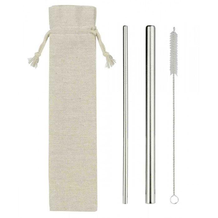  RAW - Straw Set with Jute-Cotton Pouch         