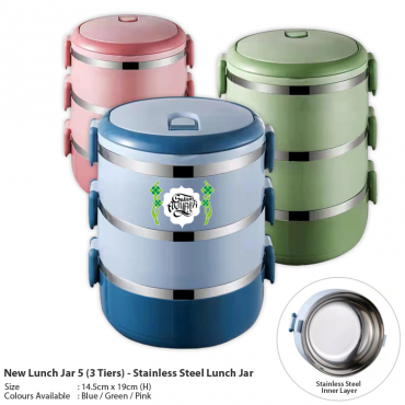 Lunch Jar 5 (3 Tiers) - Stainless Steel Lunch Jar