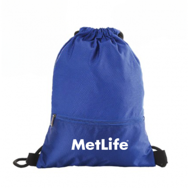 Nylon Drawstring Bag with Zipper Compartment
