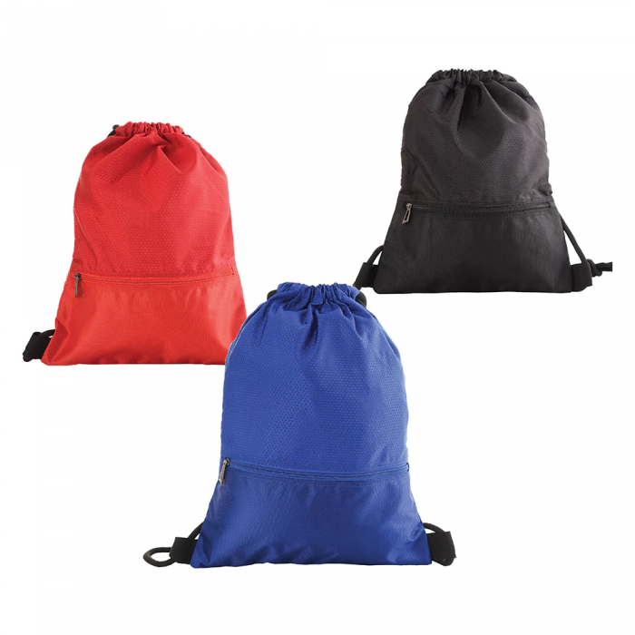 Nylon Drawstring Bag with Zipper Compartment