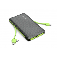 PINENG 10000mAh Built-In 2 Cable Lithium Polymer Power Bank