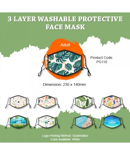 CUSTOMIZED 3 Layers Washable Protective Face Mask