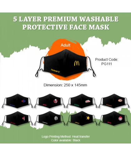 CUSTOMIZED 5 Layers Premium Washable Protective Face Mask