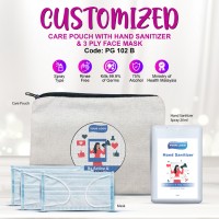 CUSTOMIZED Care Pouch With Hand Sanitizer and 3 ply Face Mask         