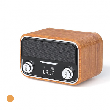 Wooden Double Speaker with Clock Display