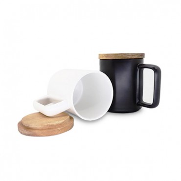 Wooden Cap Ceramic Mug - 450ml
