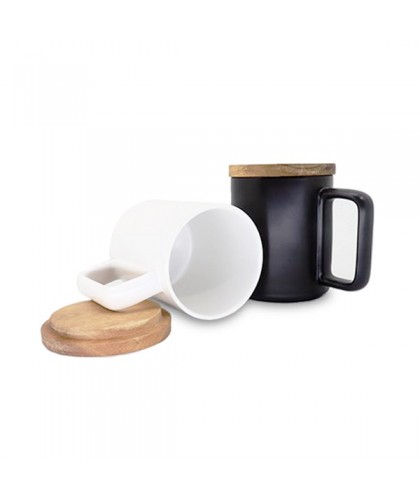 Wooden Cap Ceramic Mug - 450ml