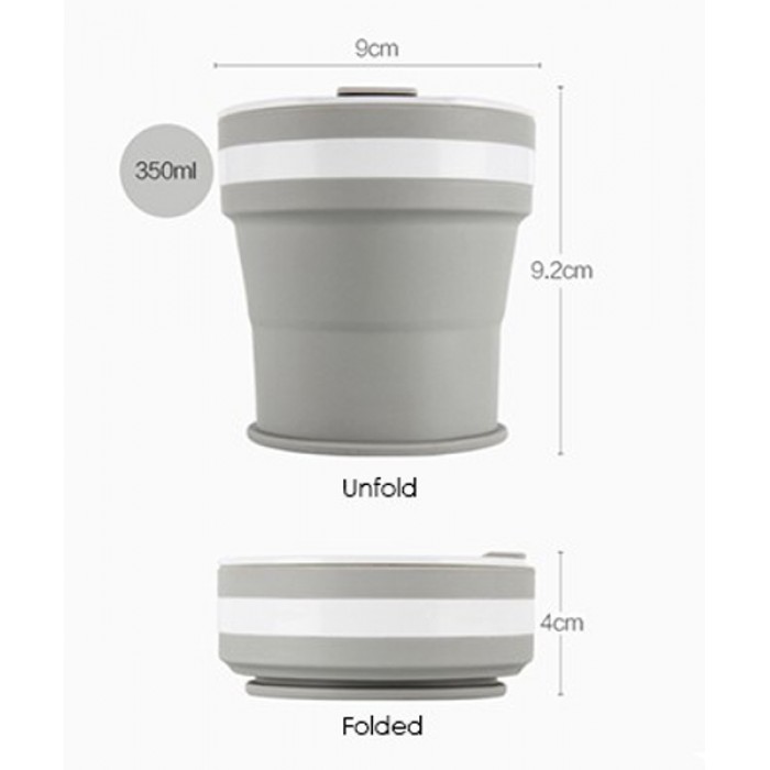 Collapsible Silicone Mug with Cover - 350ml           