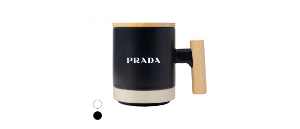Duo Tone 2 Ceramic Wooden Handle Mug - 380ml