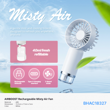AIRBOOST Rechargeable Misty Air Fan