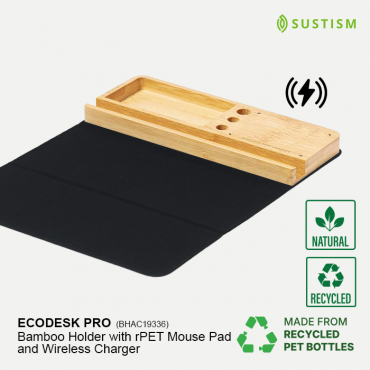 EcoDesk Pro Bamboo Holder with Mouse Pad