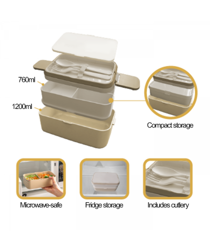 ECO Bamboo 2 Tier Lunch Box - 1200ml