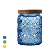 COLOUR Wooden Lid Glass Canister - 700ml
