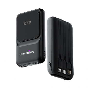 AIRCHARGE Wireless Power Bank with Fast Charge and Build-in Cables 