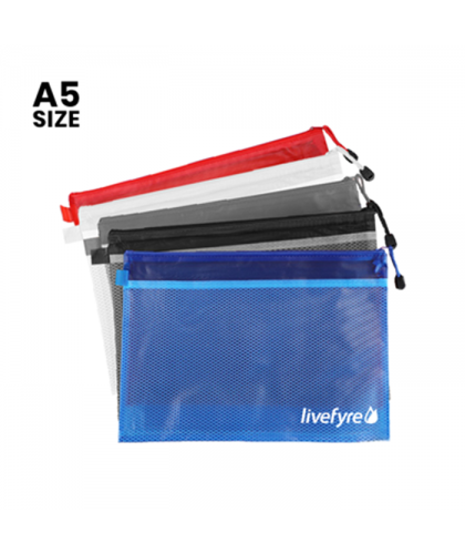 Frosted PVC Pouch with Net Divider – A5 Size