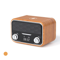 Wooden Double Speaker with Clock Display