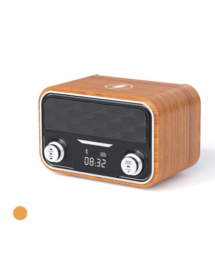 Wooden Double Speaker with Clock Display