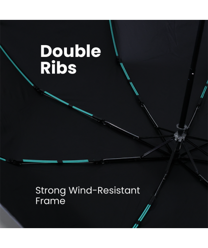 21" DUO Double Ribs 8 Panel Coated Foldable Umbrella