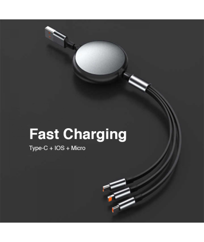 POWERTRIO Retractable 3 in 1 Fast Charging Cable